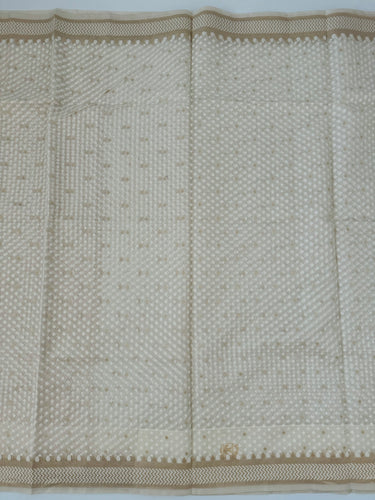 Banarasi Cotton Patola Saree | Off-White | Gold Zari | Handwoven | Ships from California